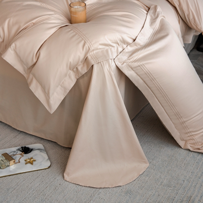 91家纺网 家纺一手货源 找家纺 丝幔 2025新款60S长绒棉埋绳全棉四件套系列 香槟金