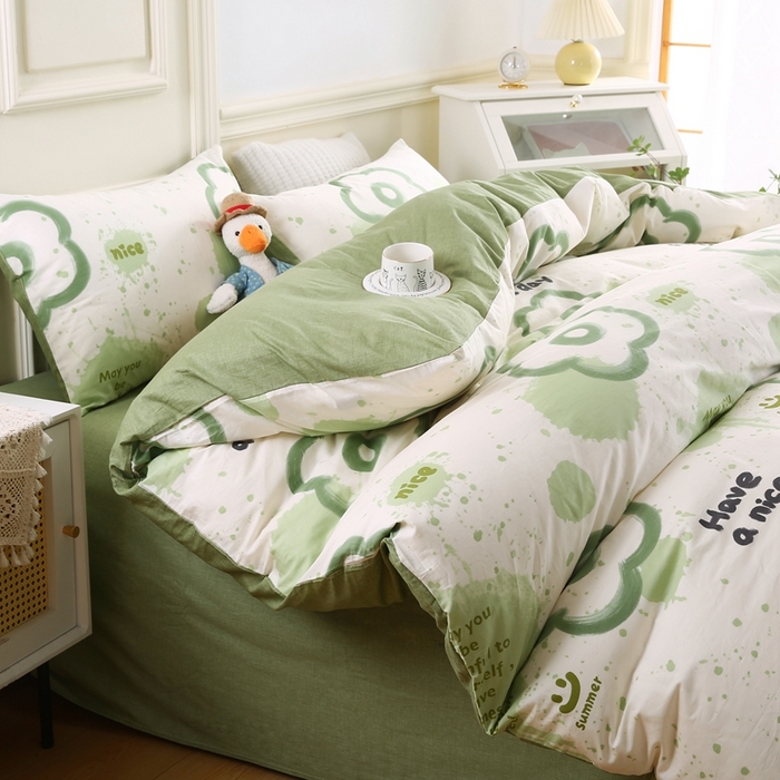 91家纺网 家纺一手货源 找家纺 权瑾家纺 全棉13372印花四件套小清新少女风直播爆款 婉茹