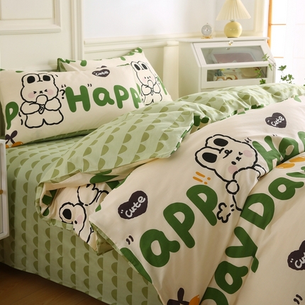 91家纺网 家纺一手货源 找家纺 （总）权瑾家纺 全棉13372印花四件套小清新少女风直播爆款