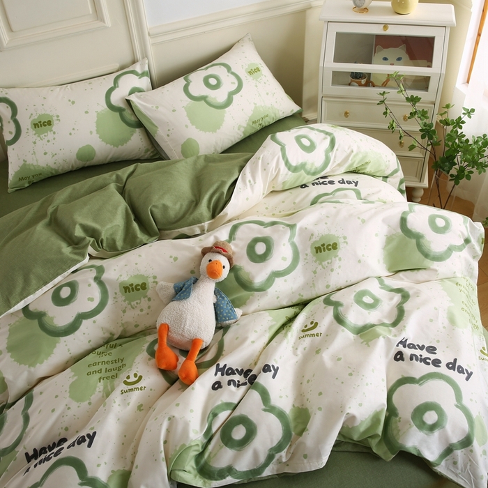 91家纺网 家纺一手货源 找家纺 权瑾家纺 全棉13372印花四件套小清新少女风直播爆款 婉茹