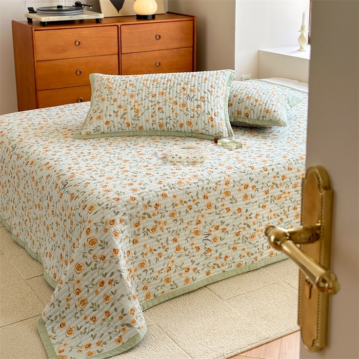 91家纺网 家纺一手货源 找家纺 美优兰 2023新款双面全棉水洗床盖 花屿