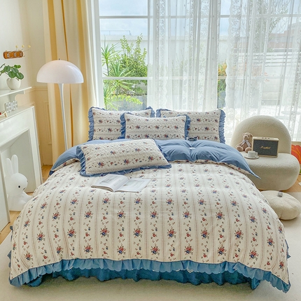 91家纺网 家纺一手货源 找家纺 （总）艺慕 2025款双层蕾丝大花边床盖