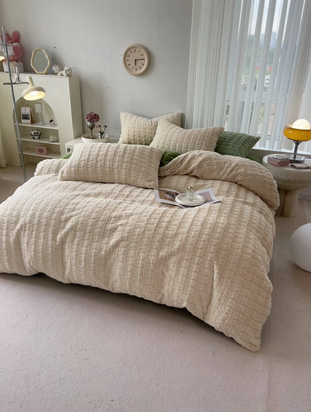 91家纺网 家纺一手货源 找家纺 丝幔 2025新款活性AB面牛奶绒小獭兔绒四件套 小獭兔卡其