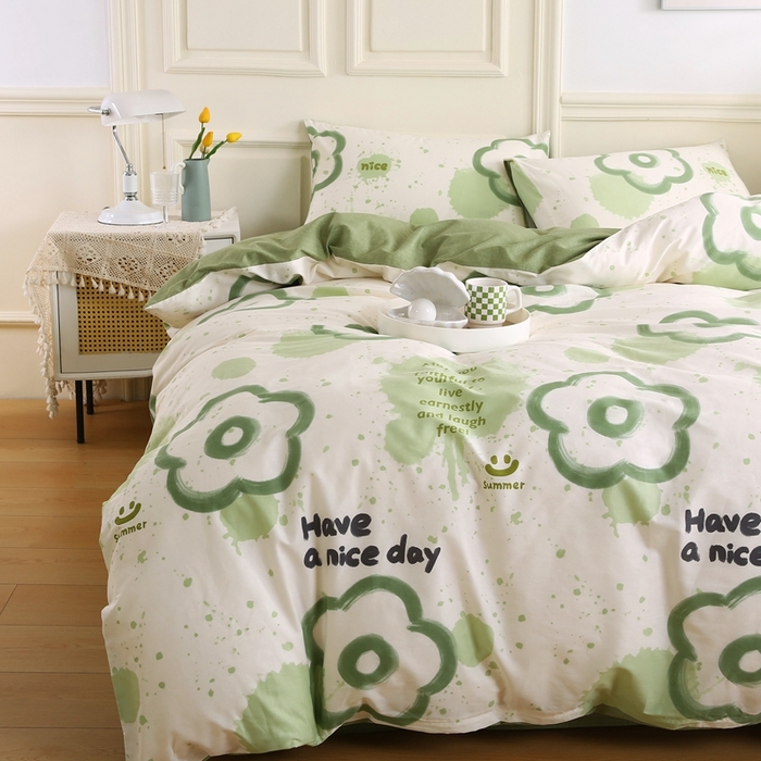 91家纺网 家纺一手货源 找家纺 权瑾家纺 全棉13372印花四件套小清新少女风直播爆款 婉茹