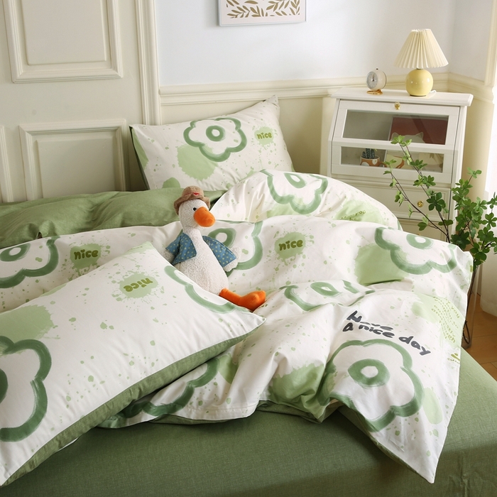 91家纺网 家纺一手货源 找家纺 权瑾家纺 全棉13372印花四件套小清新少女风直播爆款 婉茹