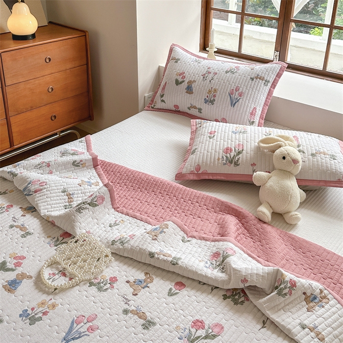 91家纺网 家纺一手货源 找家纺 美优兰 2023新款双面全棉水洗床盖 郁金香