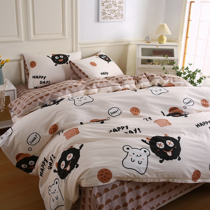 91家纺网 家纺一手货源 找家纺 权瑾家纺 全棉13372印花四件套小清新少女风直播爆款 毛茸茸