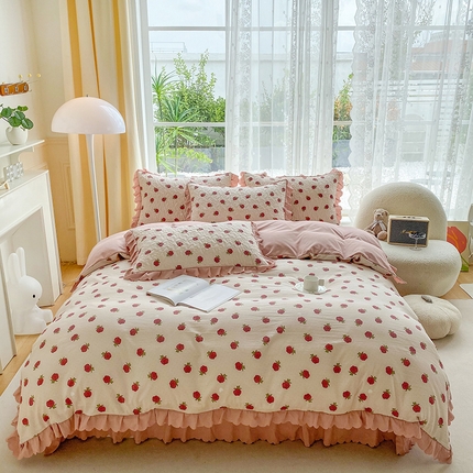 91家纺网 家纺一手货源 找家纺 （总）艺慕 2025款双层蕾丝大花边床盖