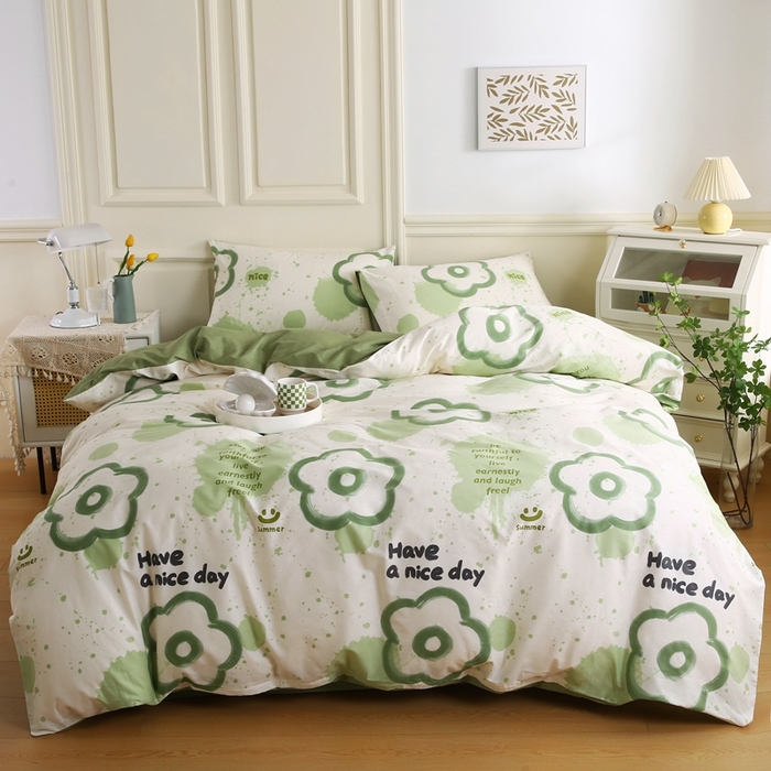 91家纺网 家纺一手货源 找家纺 权瑾家纺 全棉13372印花四件套小清新少女风直播爆款 婉茹