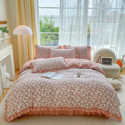 91家纺网 家纺一手货源 找家纺 （总）艺慕 2025款双层蕾丝大花边床盖