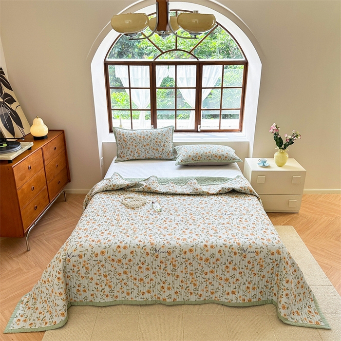 91家纺网 家纺一手货源 找家纺 美优兰 2023新款双面全棉水洗床盖 花屿