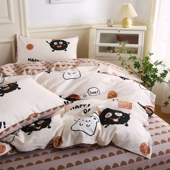 91家纺网 家纺一手货源 找家纺 权瑾家纺 全棉13372印花四件套小清新少女风直播爆款 毛茸茸