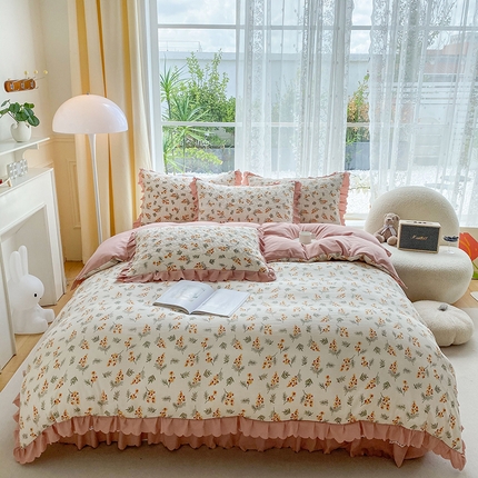 91家纺网 家纺一手货源 找家纺 （总）艺慕 2025款双层蕾丝大花边床盖