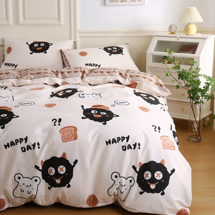 91家纺网 家纺一手货源 找家纺 权瑾家纺 全棉13372印花四件套小清新少女风直播爆款 毛茸茸