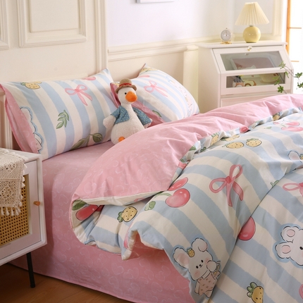 91家纺网 家纺一手货源 找家纺 （总）权瑾家纺 全棉13372印花四件套小清新少女风直播爆款