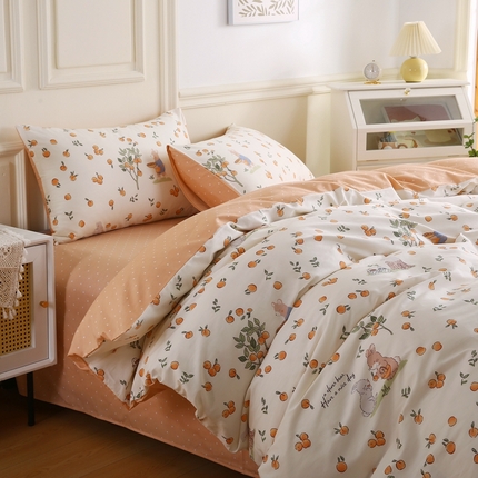 91家纺网 家纺一手货源 找家纺 （总）权瑾家纺 全棉13372印花四件套小清新少女风直播爆款