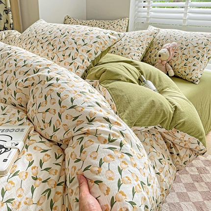 91家纺网 家纺一手货源 找家纺 总优选良品2025直播爆款新款超柔提花有氧小竺棉双层纱三件套四件套