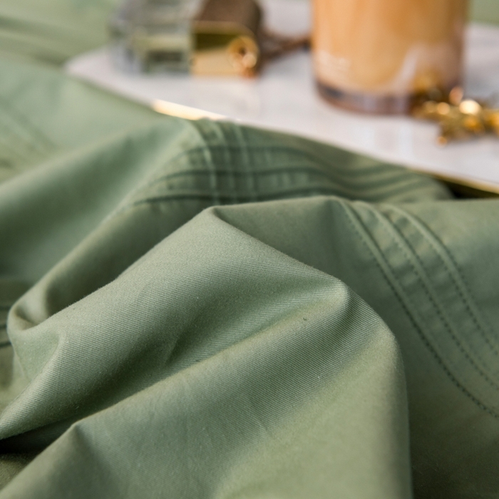 91家纺网 家纺一手货源 找家纺 丝幔 2025新款60S长绒棉埋绳全棉四件套系列 牛油果绿