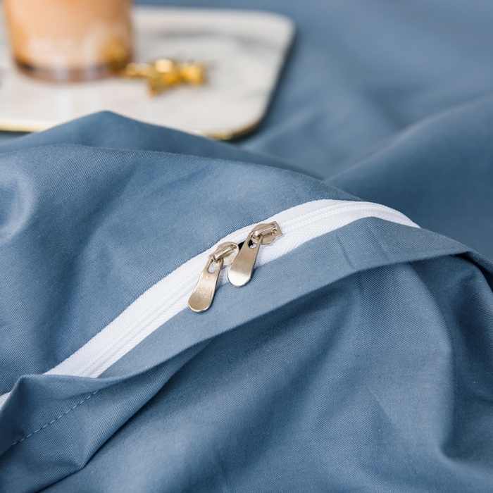 91家纺网 家纺一手货源 找家纺 丝幔 2025新款60S长绒棉埋绳全棉四件套系列 宾利蓝