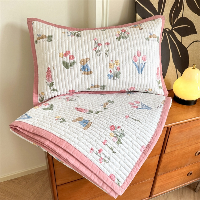 91家纺网 家纺一手货源 找家纺 美优兰 2023新款双面全棉水洗床盖 郁金香