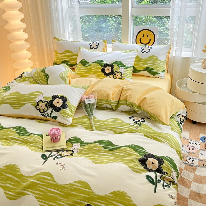 91家纺网 家纺一手货源 找家纺 集布 2023新款12868全棉喷气印花四件套 彼岸花