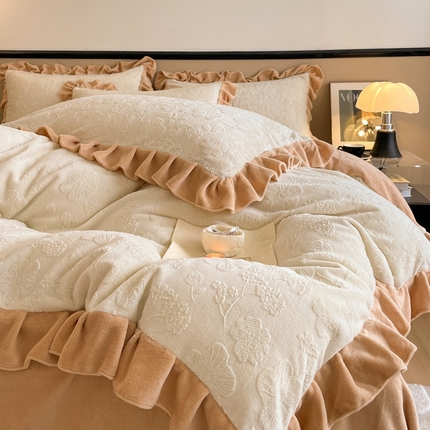 91家纺网 家纺一手货源 找家纺 （总）金牛座 韩版雕花牛奶绒四件套