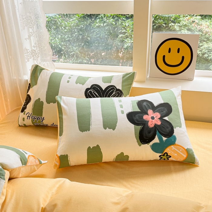 91家纺网 家纺一手货源 找家纺 集布 2023新款12868全棉喷气印花四件套 幸运花