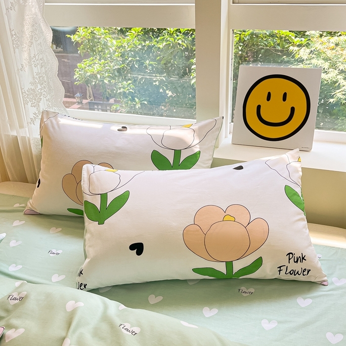 91家纺网 家纺一手货源 找家纺 集布 2023新款12868全棉喷气印花四件套 粉朵