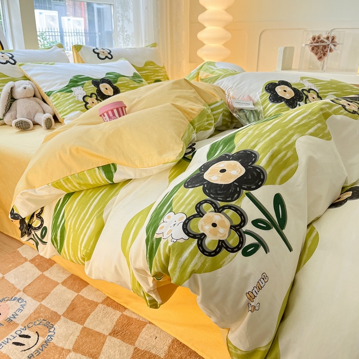 91家纺网 家纺一手货源 找家纺 集布 2023新款12868全棉喷气印花四件套 彼岸花