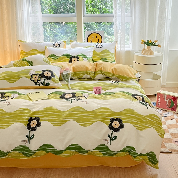 91家纺网 家纺一手货源 找家纺 集布 2023新款12868全棉喷气印花四件套 彼岸花