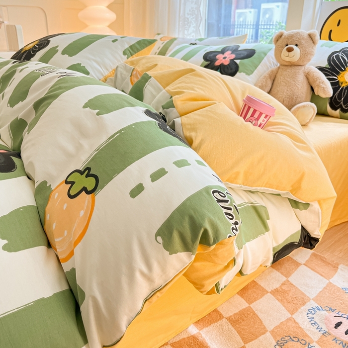 91家纺网 家纺一手货源 找家纺 集布 2023新款12868全棉喷气印花四件套 幸运花