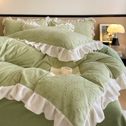 91家纺网 家纺一手货源 找家纺 （总）金牛座 韩版雕花牛奶绒四件套