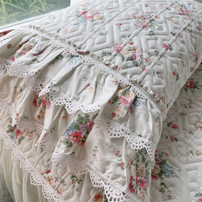 91家纺网 家纺一手货源 找家纺 胜权家纺 2024新款13372全棉夹棉宫廷风皇冠蕾丝床裙 花雨