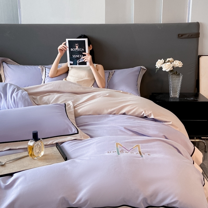 91家纺网 家纺一手货源 找家纺 遇见家居生活馆 2023新款亲肤棉磨毛刺绣四件套 玛利亚-罗兰紫