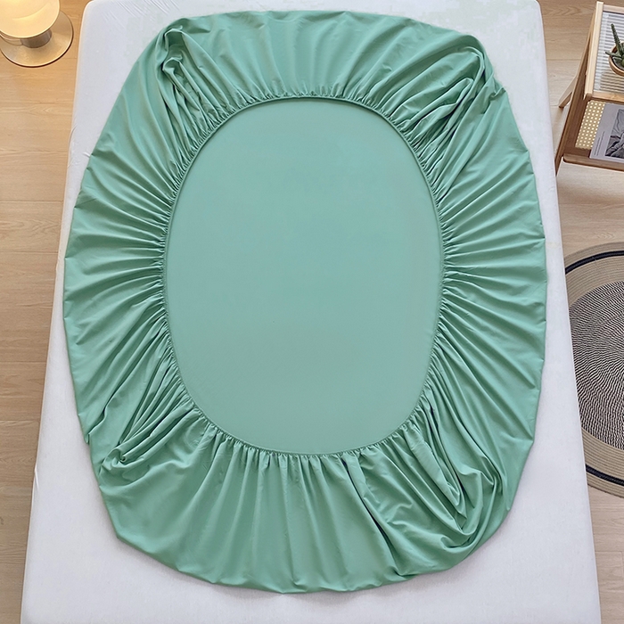 91家纺网 家纺一手货源 找家纺 家贝爱 2023新款纯色水洗棉床笠印字款 A＋水绿