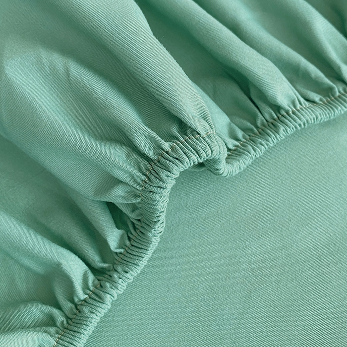 91家纺网 家纺一手货源 找家纺 家贝爱 2023新款纯色水洗棉床笠印字款 A＋水绿