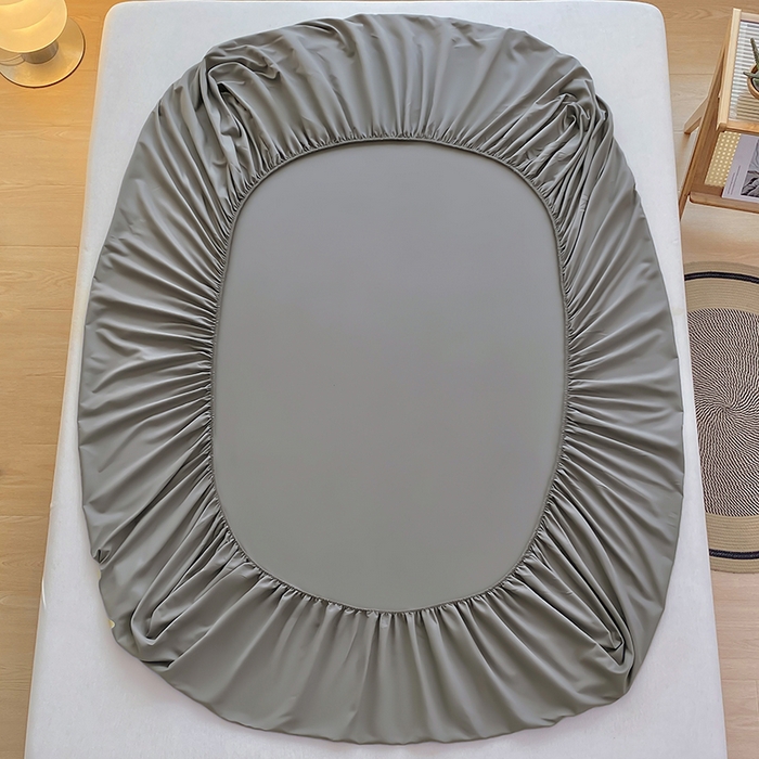 91家纺网 家纺一手货源 找家纺 家贝爱 2023新款纯色水洗棉床笠印字款 A＋浅灰