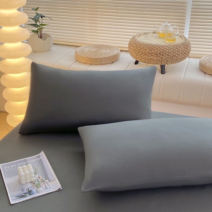 91家纺网 家纺一手货源 找家纺 家贝爱 2023新款纯色水洗棉床笠印字款 A＋深灰