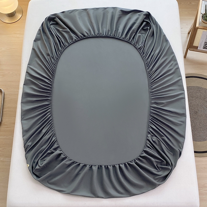 91家纺网 家纺一手货源 找家纺 家贝爱 2023新款纯色水洗棉床笠印字款 A＋深灰