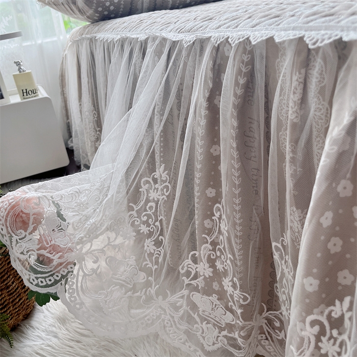 91家纺网 家纺一手货源 找家纺 胜权家纺 2024新款13372全棉夹棉宫廷风皇冠蕾丝床裙 温莎