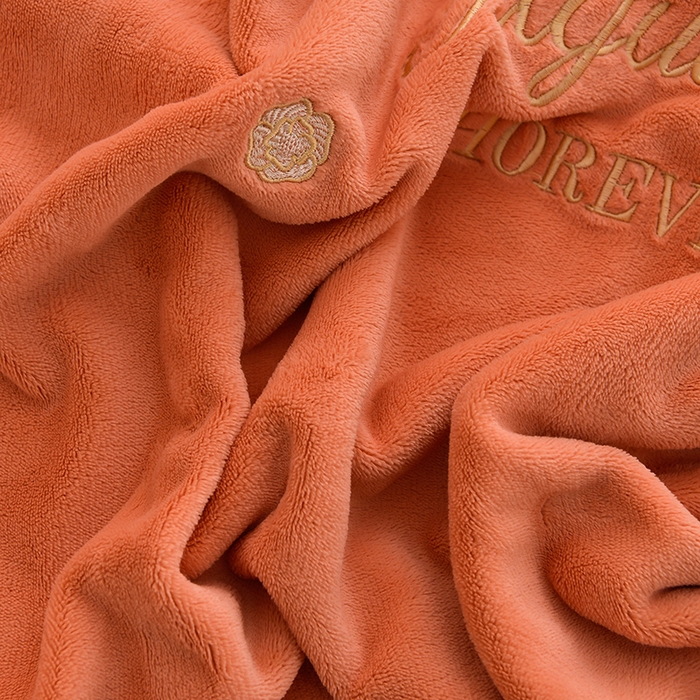 91家纺网 家纺一手货源 找家纺 氧家 2025款韩版纯色双层花边加厚牛奶绒四件套  素颜-橙橘色