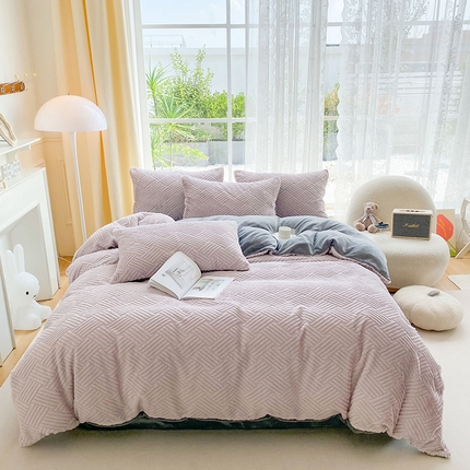 91家纺网 家纺一手货源 找家纺 （总）绒世界 2024新款兔兔绒牛奶绒四件套