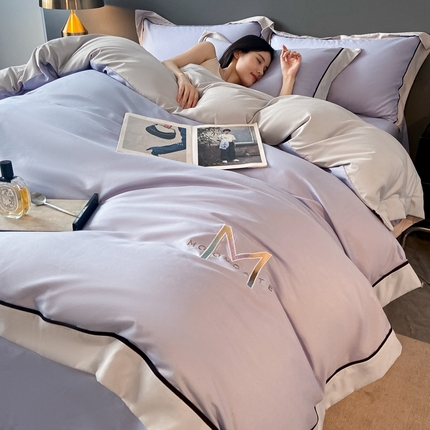 遇见家居生活馆 2023新款亲肤棉磨毛刺绣四件套 玛利亚-罗兰紫