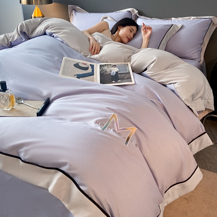 91家纺网 家纺一手货源 找家纺 遇见家居生活馆 2023新款亲肤棉磨毛刺绣四件套 玛利亚-罗兰紫