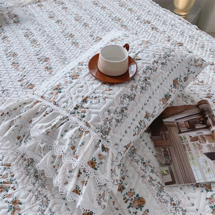 91家纺网 家纺一手货源 找家纺 胜权家纺 2024新款13372全棉夹棉宫廷风皇冠蕾丝床裙 桔梗