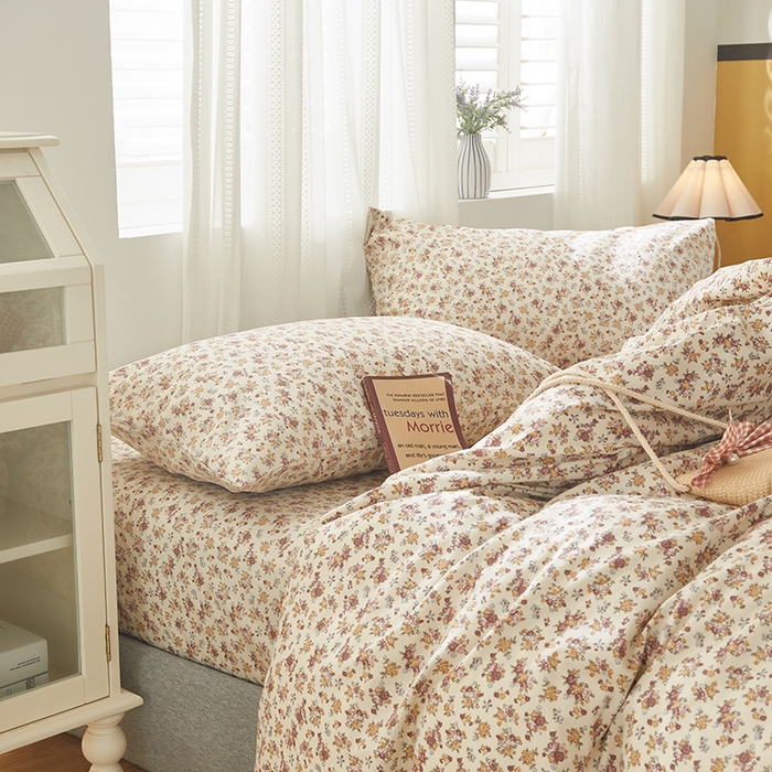 91家纺网 家纺一手货源 找家纺 绫韵 2023新款ins小清新碎花全棉13772精梳纯棉套件 如茵