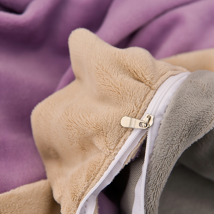 91家纺网 家纺一手货源 找家纺 氧家 2025款韩版纯色双层花边加厚牛奶绒四件套  素颜-熏韵紫