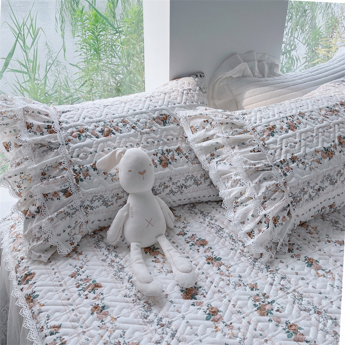 91家纺网 家纺一手货源 找家纺 胜权家纺 2024新款13372全棉夹棉宫廷风皇冠蕾丝床裙 桔梗