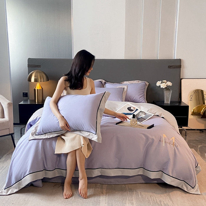 91家纺网 家纺一手货源 找家纺 遇见家居生活馆 2023新款亲肤棉磨毛刺绣四件套 玛利亚-罗兰紫