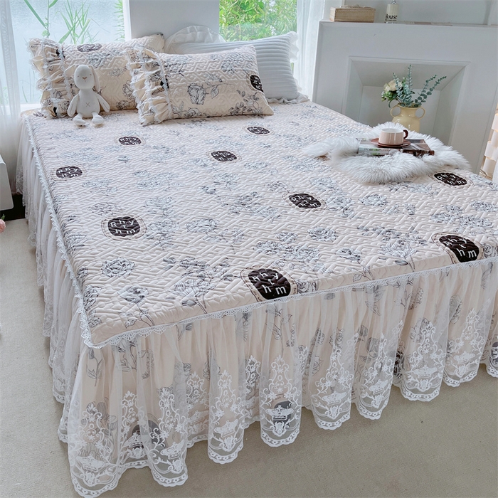 91家纺网 家纺一手货源 找家纺 胜权家纺 2024新款13372全棉夹棉宫廷风皇冠蕾丝床裙 古琦